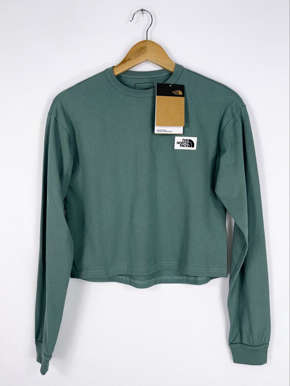 The North Face Long Sleeve Heritage Patch Tee Shirt Women's XS Dark Sage